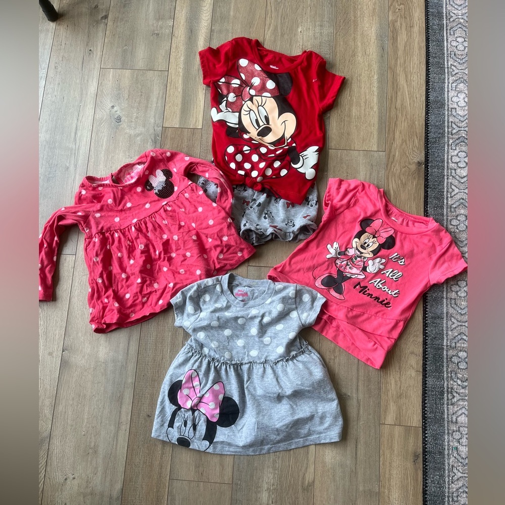 Disney Minnie Mouse Polka Dot Dresses and Tee Sets - Red, Pink, Gray